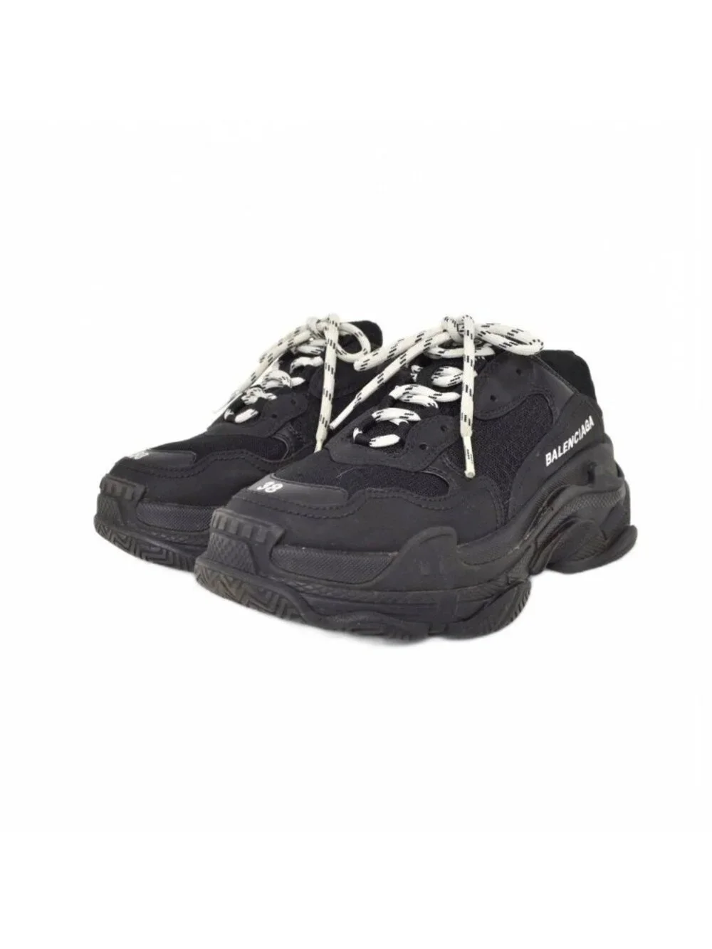 Balenciaga Triple S Leather Mesh Sneakers Black